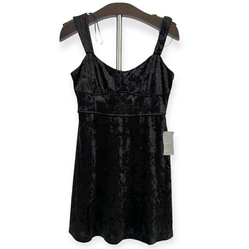 LUSH Crushed Velvet Retro Minidress In Black Size Large NEW - Picture 11 of 15